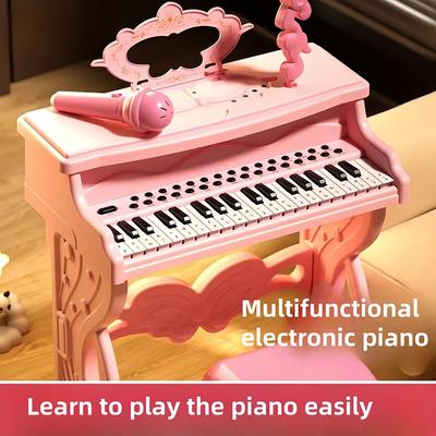 Pian Electronic cu 37 de Clape cu Microfon Scaun Cântec Instrument Muzical Începător Băieți Fete Copii Jucării Cadouri de Crăciun