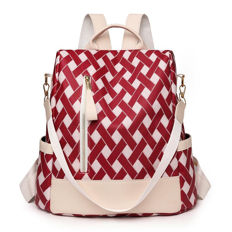 

Рюкзак с защитой от кражи, женский рюкзак контрастного цвета для путешествий на открытом воздухе, нейлоновый школьный рюкзак красный