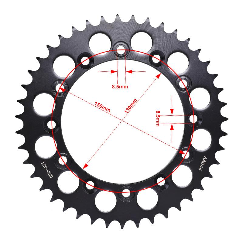 520 41T 42T 43T 47T Rear Sprocket for Honda XLR200 CB250 CBR250 NSR250 NX250 VT250 VTR250 XL250 XL-X350 XL400 XL500 XL600 XR200