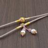 Premium Hand-woven Necklace: Gold Amber, Crystal, and Jade Pendant Cord