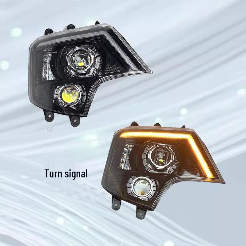 Dual Lens Full LED Headlamp for Sinotruk T7 TX T5G A7 (Super Bright Front Spotlight, Black)