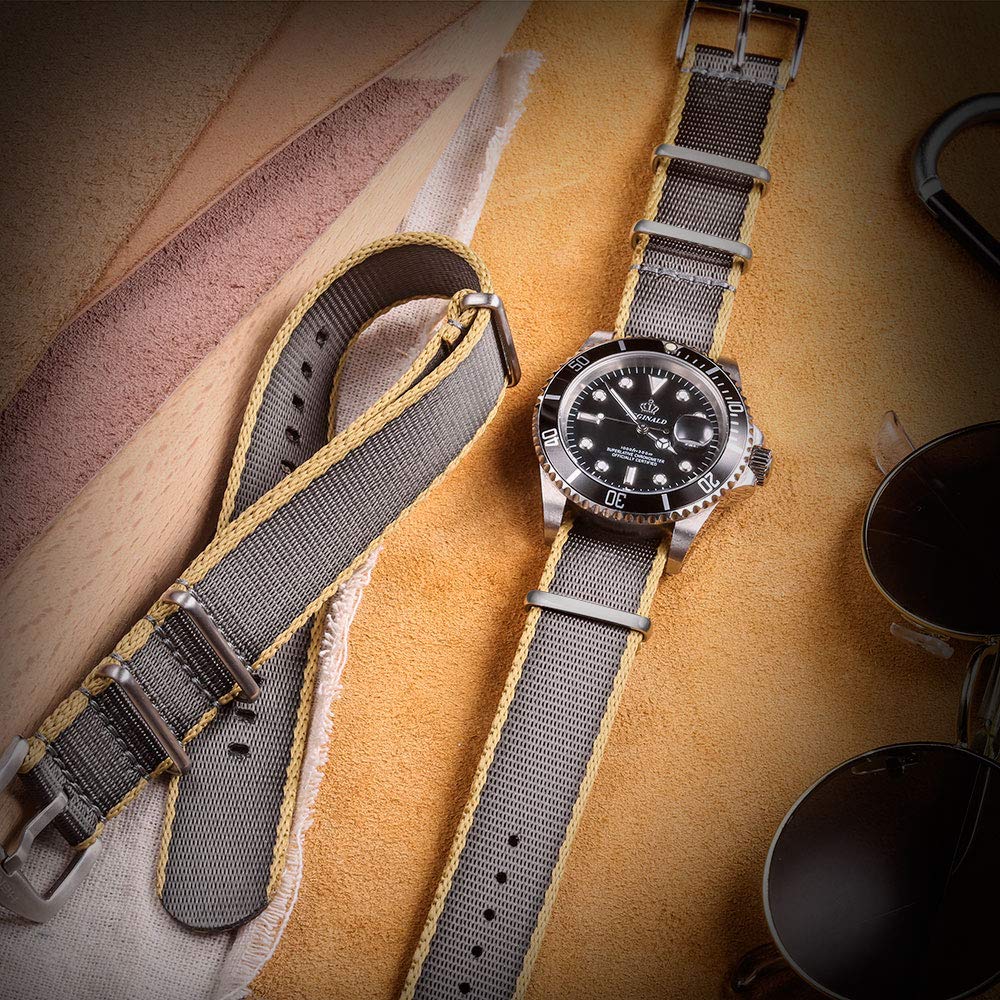 18mm Soft Nylon Watch Replacement Strap for Military Heavy Stainless Steel 4 [hemsut h] High-Quality Band, Watches, Duty, Unisex, Back, Sizes