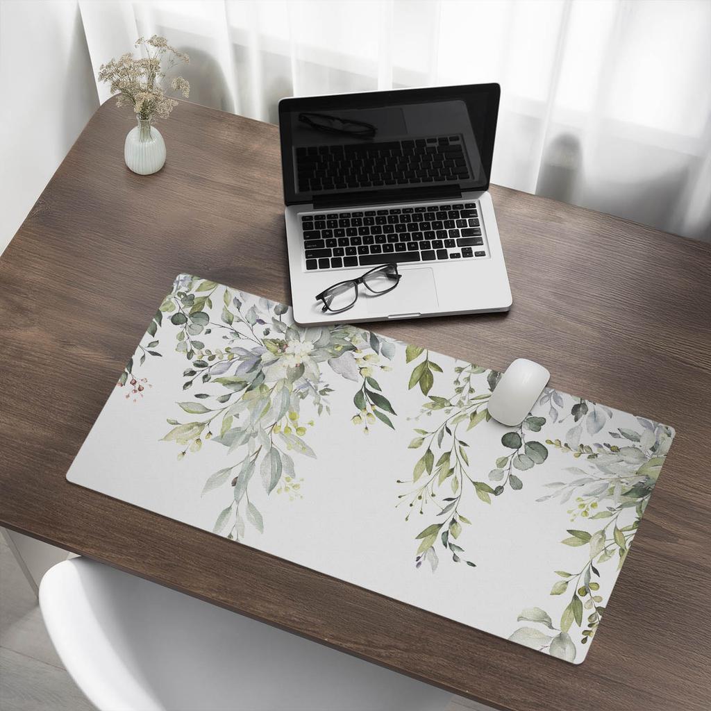 Anti-slip Protective Desk Mat with Delicate Leaves Pattern 90x45 Cm