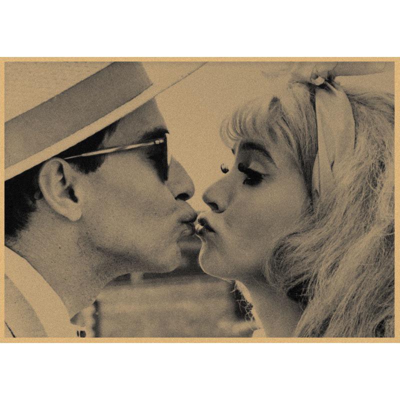 

Large Decorative Jean-Luc Godard Retro Kraft Paper Movie Poster for Bar or Coffee Shop Yellow Kraft Paper (No Glue) 30X42 cm