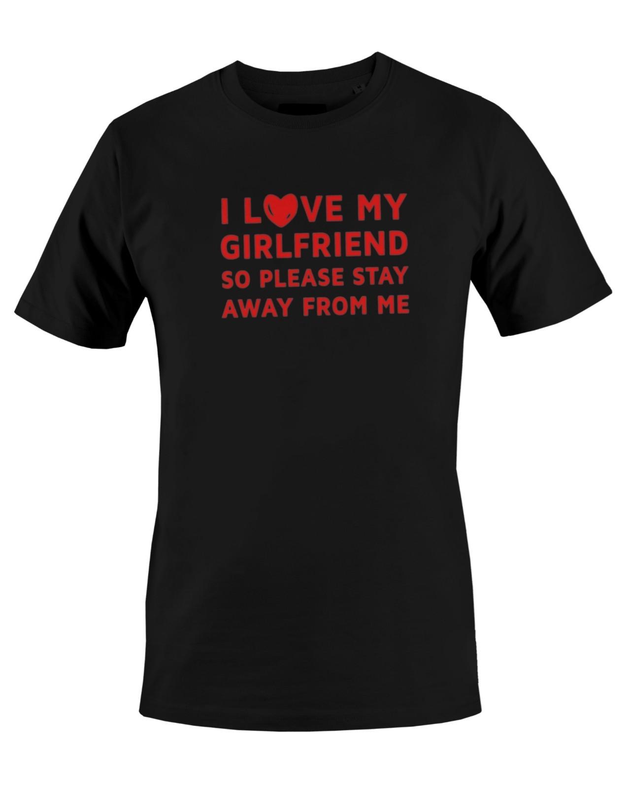 I Love My Girlfriend Stay Away Graphic Mens T-Shirt M