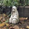AEE4-Ghost Statue, White Resin Garden Ghost Sculpture Halloween Decorations, Ghost Figurines For Home Room Desk Decor A Easy To
