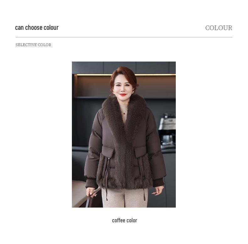 Women's Winter Slimming Cotton Jacket with Fur Collar - New 2025 Style for Middle-Aged and Elderly