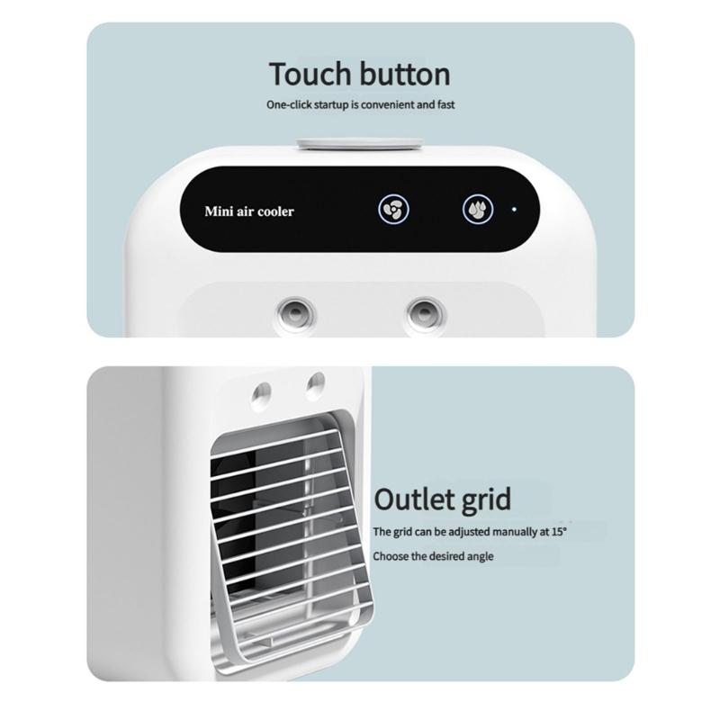 Portable Desktop Coolers Fan 9 Blade Turbos Fan Two Ice Mists Sprayings Rapid Temperature Drop 2 Wind Modes USB Powereds