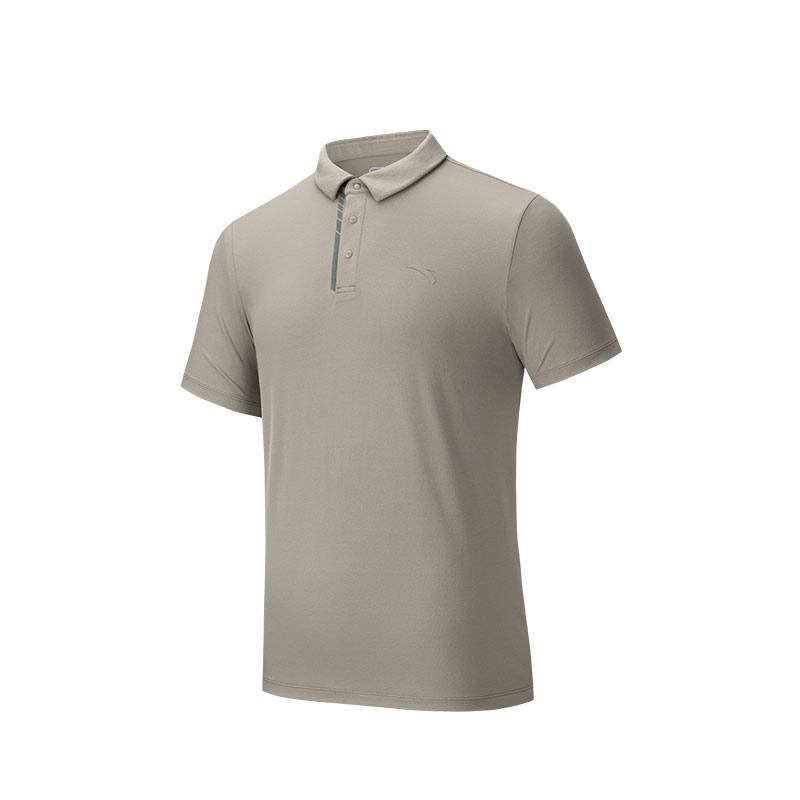Anta Comfortable Simple Fashion Versatile Breathable Short Sleeve Polo Shirt Men tops Coffee-Gray 152527101-3