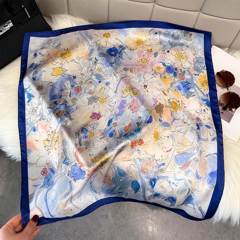 Fashion Square Fashion Foreign Style Small Silk Scarf Women'S Headband Decorative Scarf Dual-Purpose Small Square Scarf New Scarf