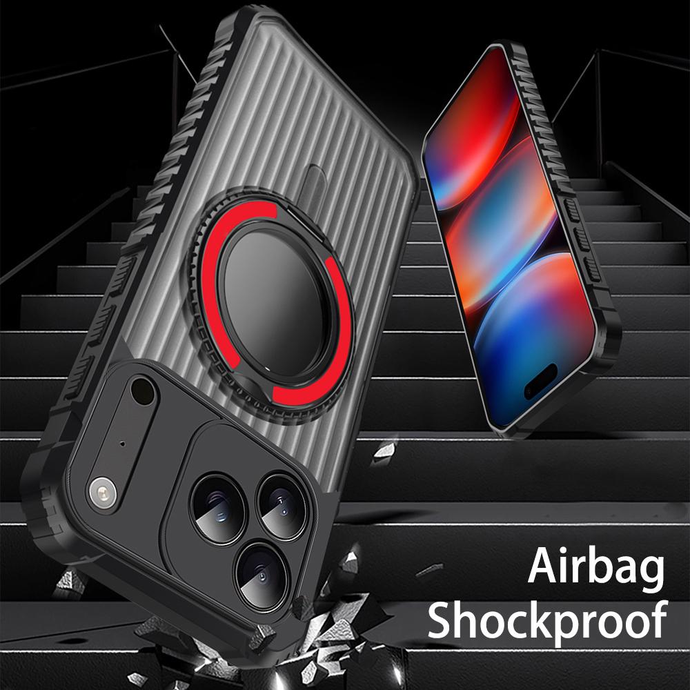 KEYSION Étui avec support anneau rotatif à 360° pour MagSafe pour iPhone 17 Pro Max 17 Air Mat Transparent Magnétique Antichoc Housse de téléphone