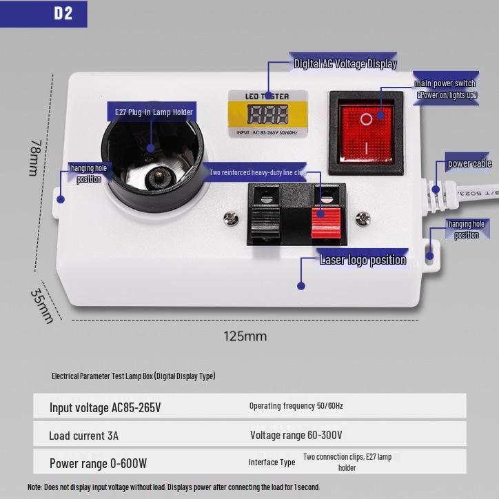 1.5m LED Test Lamp Line with Clips for Two-Position Electrical Box Aging Test