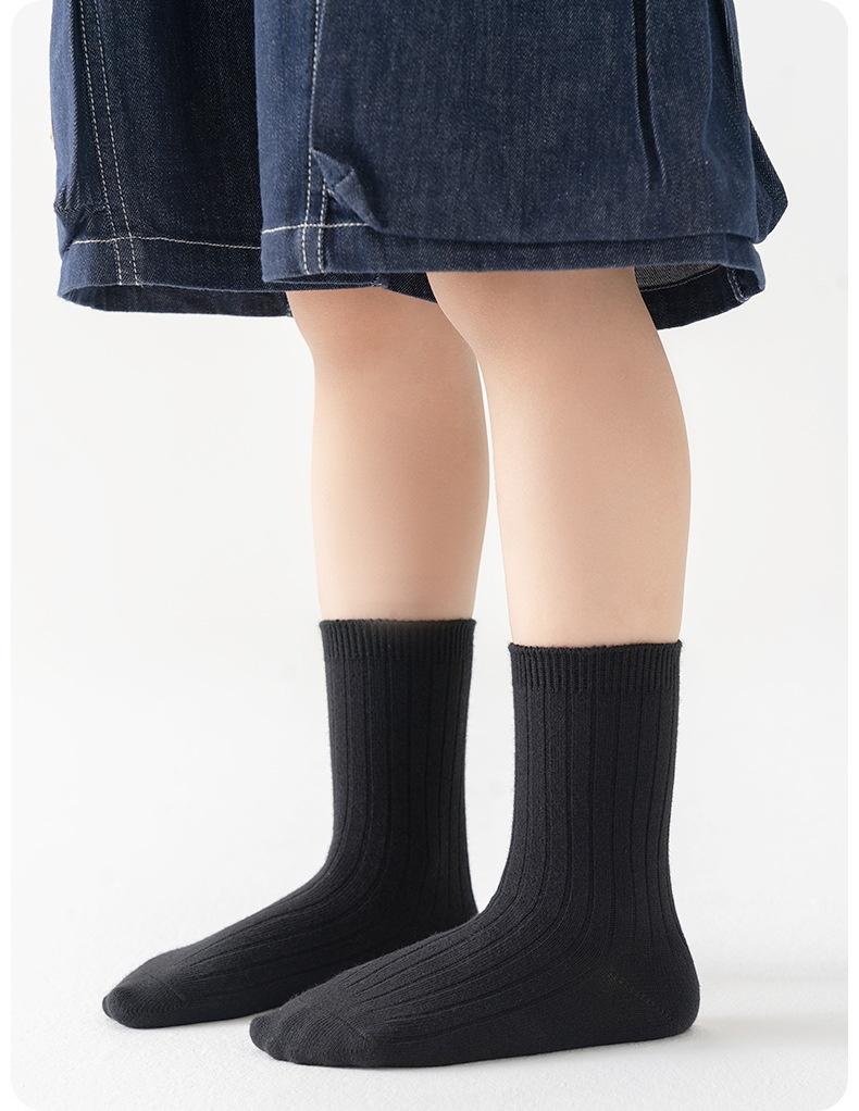 Children's Crew SocksCotton Anti-Bacterial Seamless Spring/Autumn Boys' Girls' School Sports Socks White Black Gray
