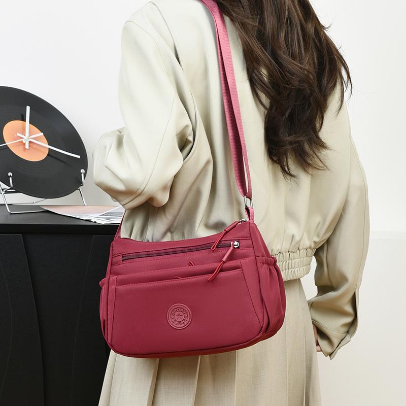 Vrijetijd Eenvoudige Dames Schoudertas Nylon Meerdere Vakken Waterdichte Messenger Bag Effen Kleur Vrouwen Schoudertas voor Uitjes