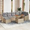 VidaXL 8-Piece Garden Dining Set with Beige Cushions Poly Rattan Acacia 3349867