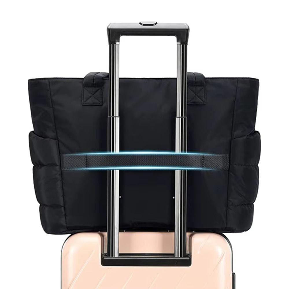 Large Capacity Puffy Laptop Bag Soft Commute Briefcase Fashion Quilted Tote Bag  Travel