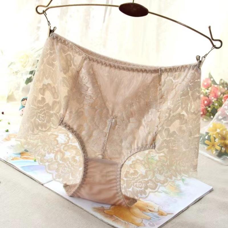 Ladies Sexy Mesh Panties High-waist Seamless Lace Underwear Briefs Transparent Silk Women Cotton Health Knickers Lingerie