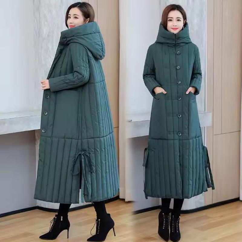 

Winter Korean Loose Women Jacket Down Long Hooded Coat Thicken Parkas Female Loose Windproof Warm Overcoat M червоний