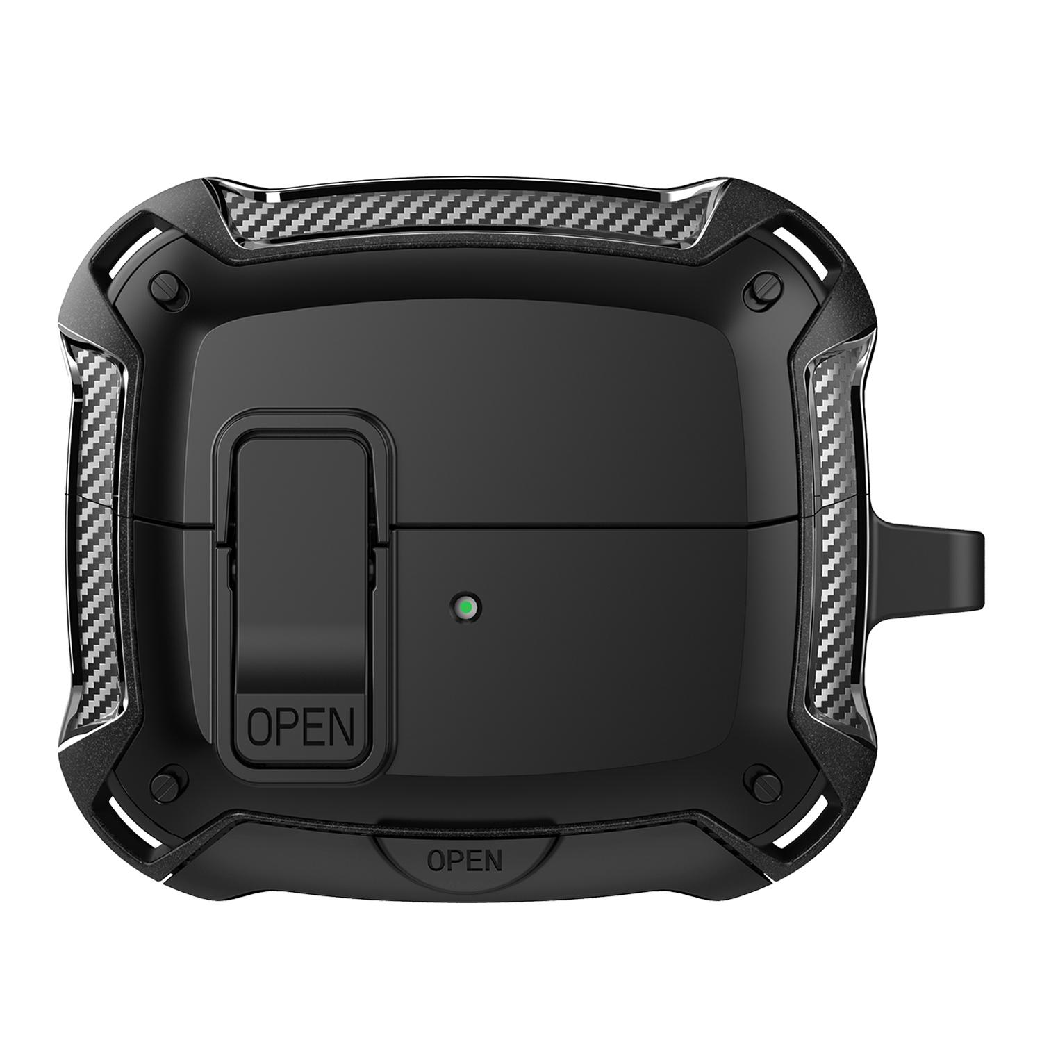 

Для Samsung Galaxy Buds3 Pro/Buds3 Чохол TPU+PC Чохол для навушників з перемикачем блокування Карабін Підставка для телефону Black