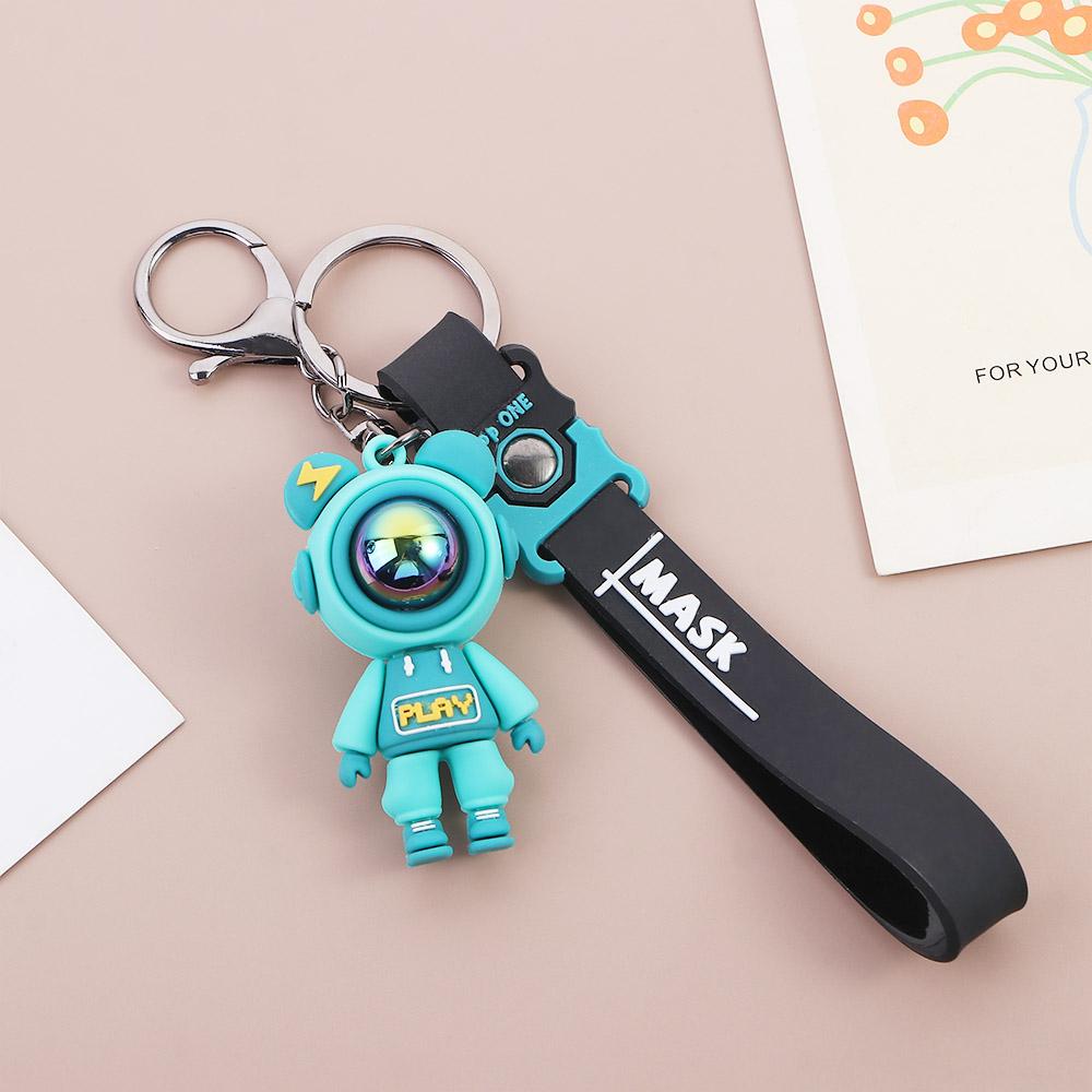 

Bag Pendant Astronaut Bear Doll Keyring Flash Bear Keychain Backpack Pendant Cartoon Key Holder зелёный