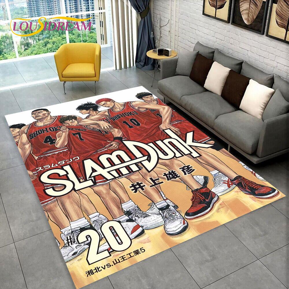 Tappeto Area Slam Dunk Anime Cartone Animato Giapponese, Tappeto per Soggiorno Camera da Letto Divano Zerbino Decorazione, Tappetino Antiscivolo per Bambini