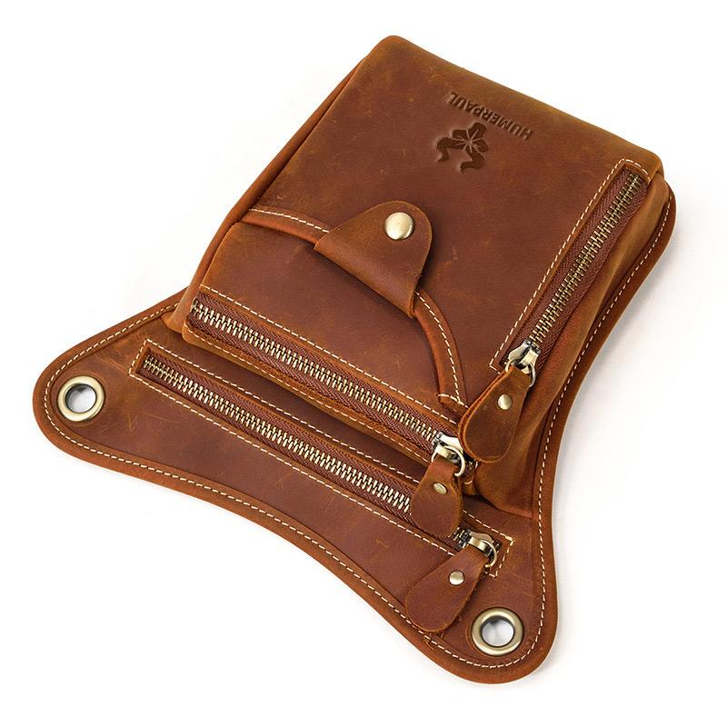 Humerpaul Men Leather Waist Bag Multifunctional Shoulder Bag