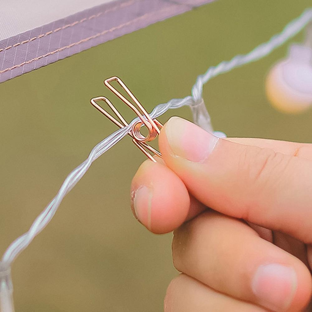 10pcs Steel Clips Multipurpose Portable Clothes Pins Pegs Holders Reusable Clothing Clamps Outdoor Light String Fixing Tool