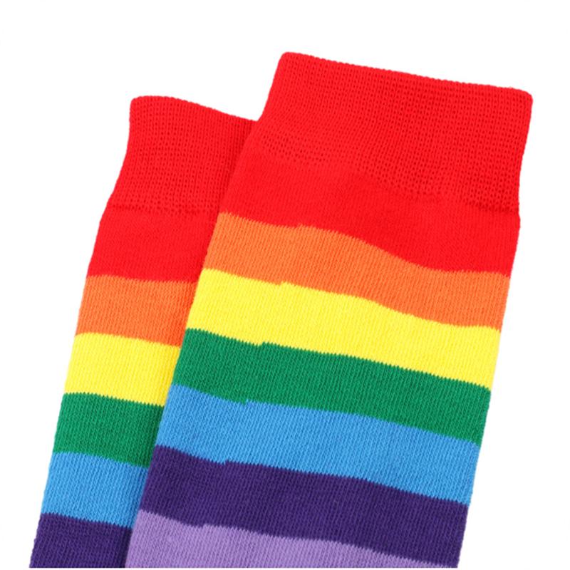 Rainbow Striped Long Tube Socks Over-the-Knee Socks Women Festival Party Costume Accessories Performance Dance Colorful Striped Socks Wholesale