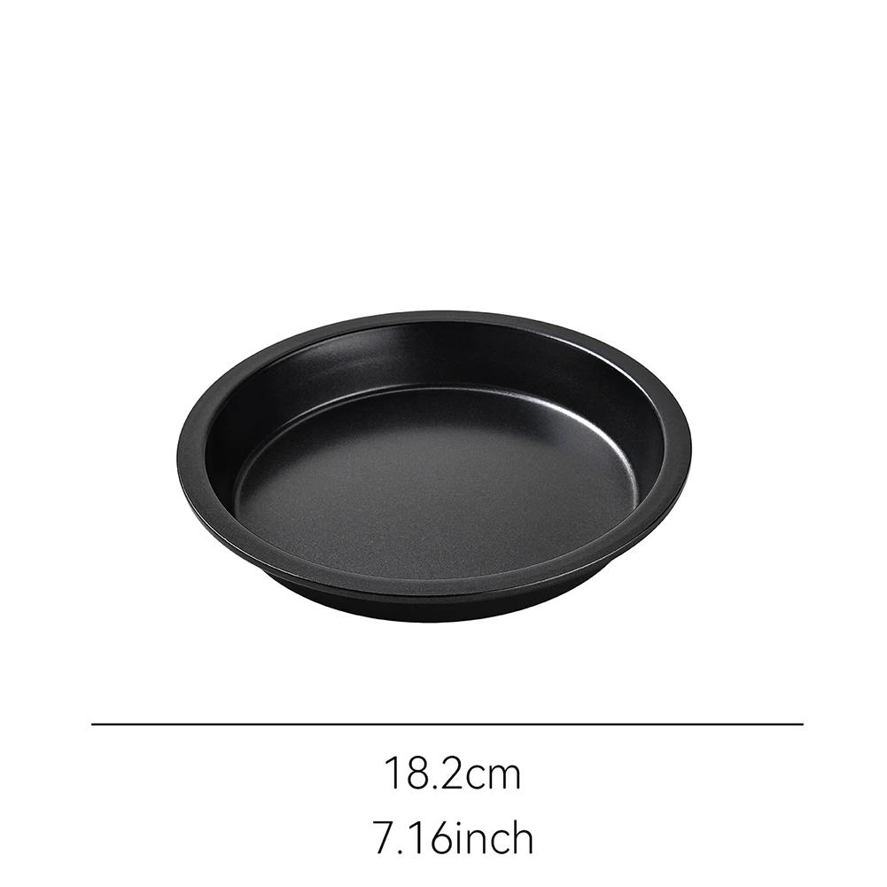 Kitchen Pizza Mould Pan Carbon Steel Ware Baking Pan Round Pizza Tray Round Baking Tray Heat-resistant for Home Pie Tins Black