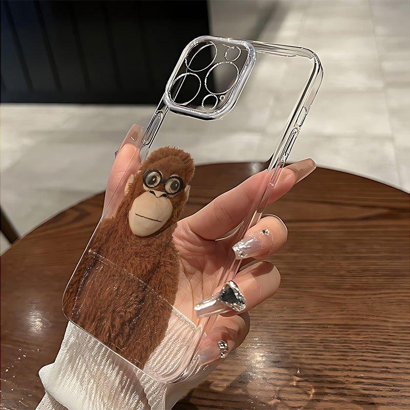 Transparent Cartoon Monkey Pattern Mobile Phone Case Suitable for iPhone17 16 15 14 13 12 11Pro/ Max/Plus Anti-fall and Shock