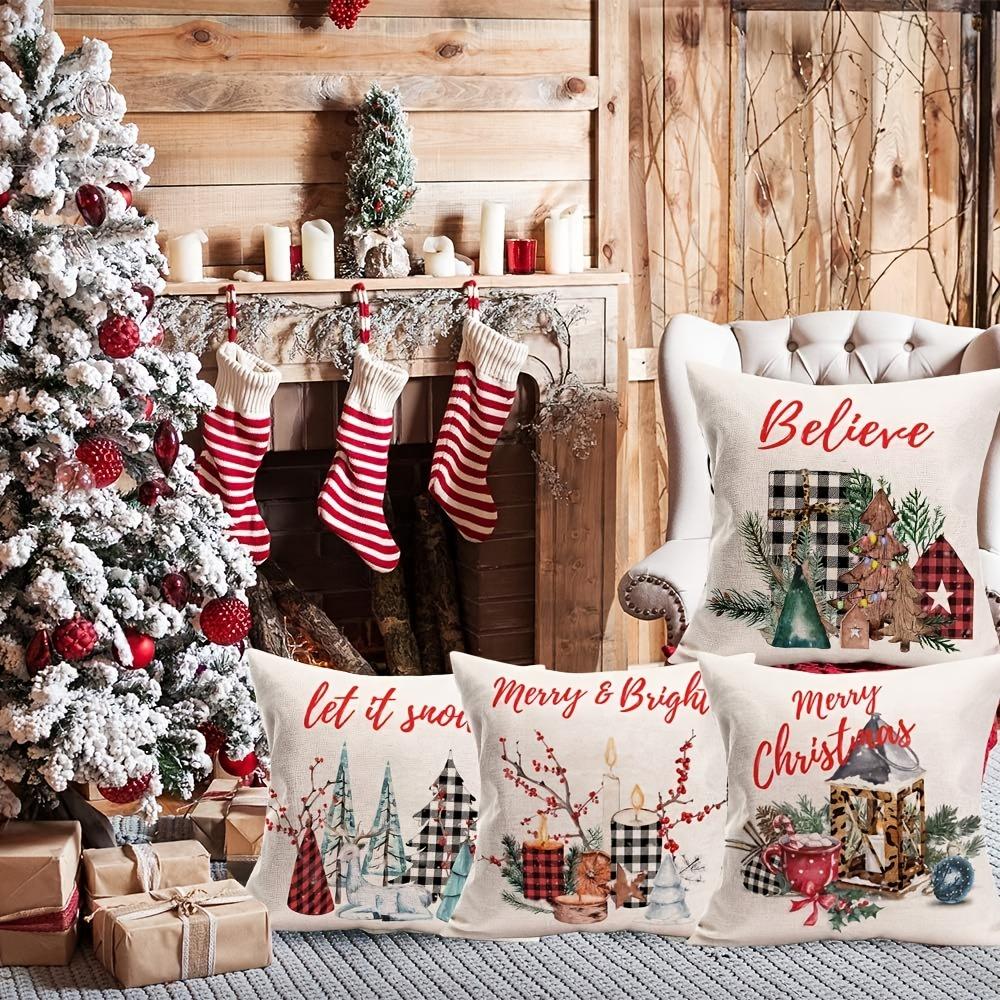Festive Christmas Pillowcases: Believe, Merry Christmas, Merry & Bright, Let It Snow Sofa Bed Cushion Cover,home Decoration