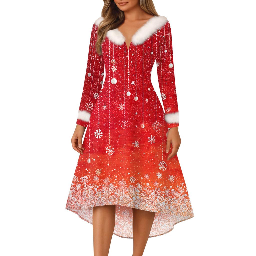 Vánoční večírek Šaty s potiskem pro ženy Vintage vánoční midi šaty Ležérní šaty Koktejlové šaty Party Slavnostní šaty