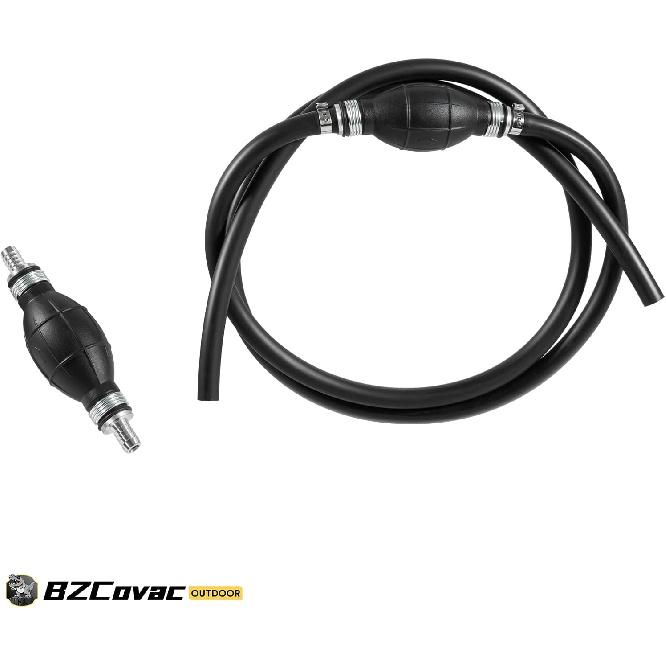 3/8" Fuel Line Assembly, 6FT Nylon Braided Marine Fuel Hose with Primer Bulb and Stainless Clamps, Universal Fuel Line Kit for Outboard Boat Motor,