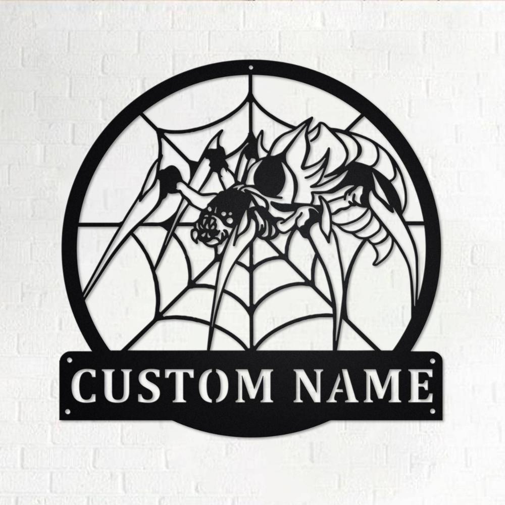 Customizable Spider Metal Wall Art Surname Personalized Durable Indoor Outdoor Kitchen Decor