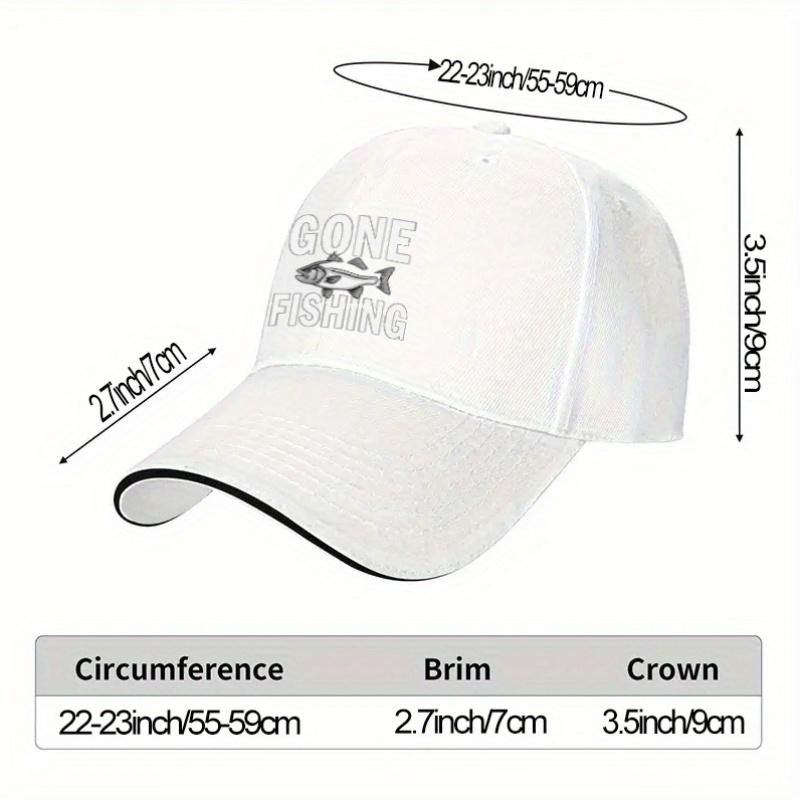 Gone Fishing Graphic Baseball Cap Polyester Adjustable Outdoor Casual Unisex Adult Hat