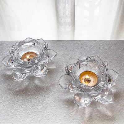 Sfeșnic Chinezesc Lotus Transparent Floare Cristal Fals Conic Stâlp Lumânare Pastilă