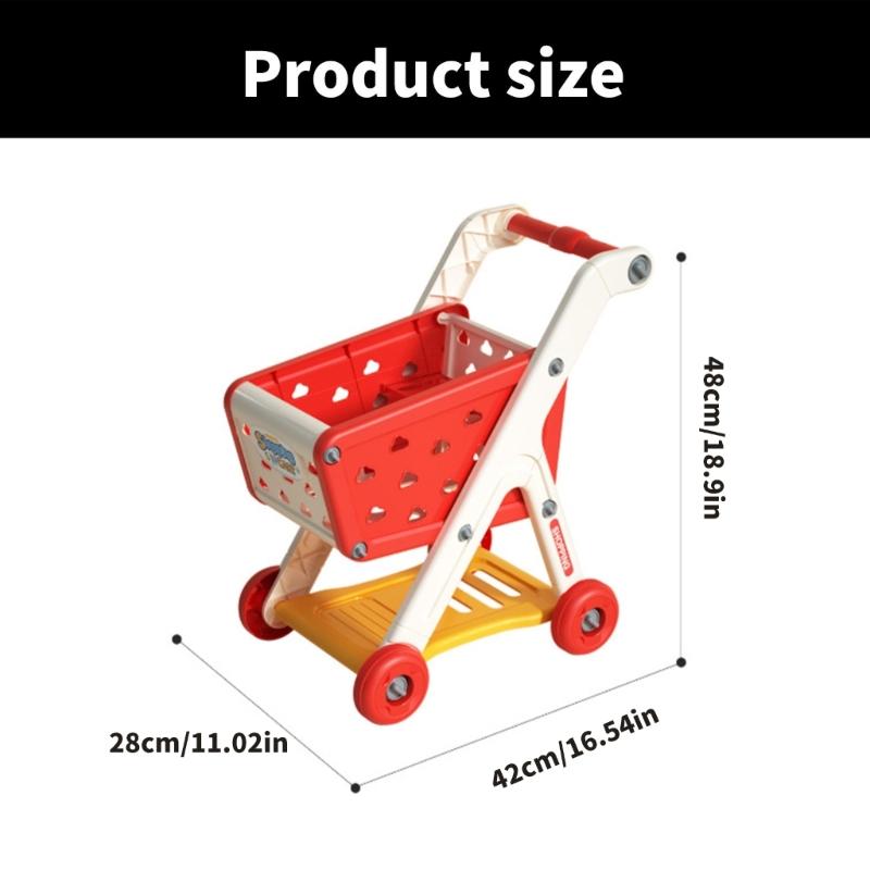 Miniature Doll Shopping Cart Push Trolley for Children's Imaginative Play Indoor and Outdoor Easy Assembly