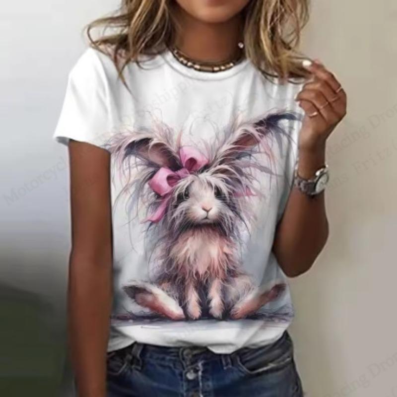 Funny Animal Women T-shirt 3d Cute Cat Duck Print Tshirt Women Fashion Graphic O-Neck Short Sleeve T Shirt White Tops Tee Kawaii