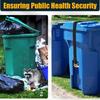 Wheelie Bin Locks - Metal Double Claw Trash Can Lock | 2pcs Adjustable Elastic Lid Straps | Garbage Can Lid Lock with Fixed Hooks