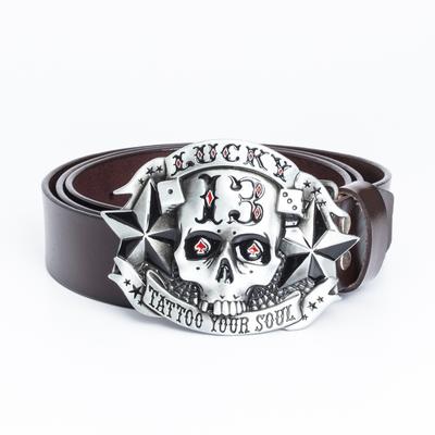 Trendy Men's Belt Skull Retro Board Buckle Belt Personalized Belt