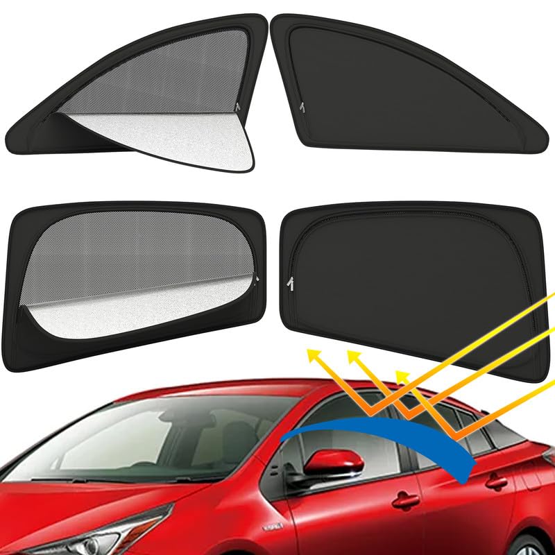 GLISTA Toyota Compatible Prius Side Window Car Window Shades for Sleeping in the Mesh Mosquito Sun Easy to Install and 4 Panels (50 Series) Sunshades,
