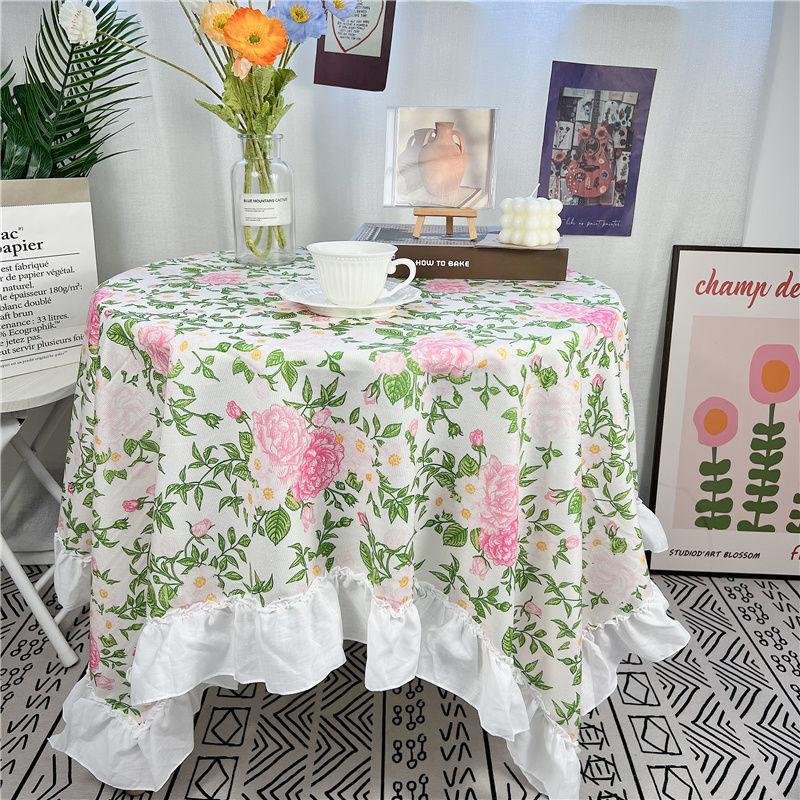 Spitze Runder Tischdecke Floraler Pastoraler Stil Picknick Party Dekorationstuch Ins Schmutzabweisend Antifouling Matte Süß