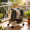 Gold Metal Openwork Laundry Hamper Cart with Wheels, Large Capacity, Foldable Storage Organizer, Rolling Laundry Sorter Basket