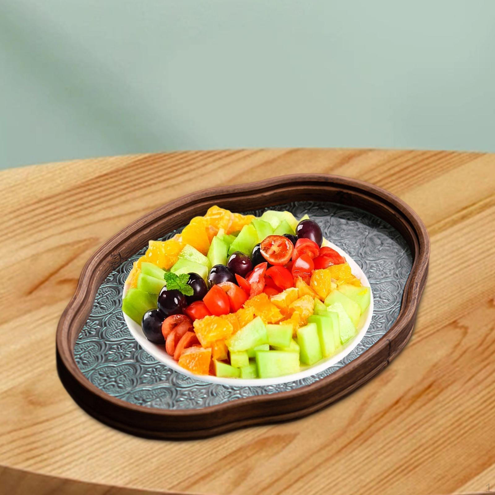 

Begonia Tray Decorative Dessert Countertop Bread Wooden Storage Clear Small