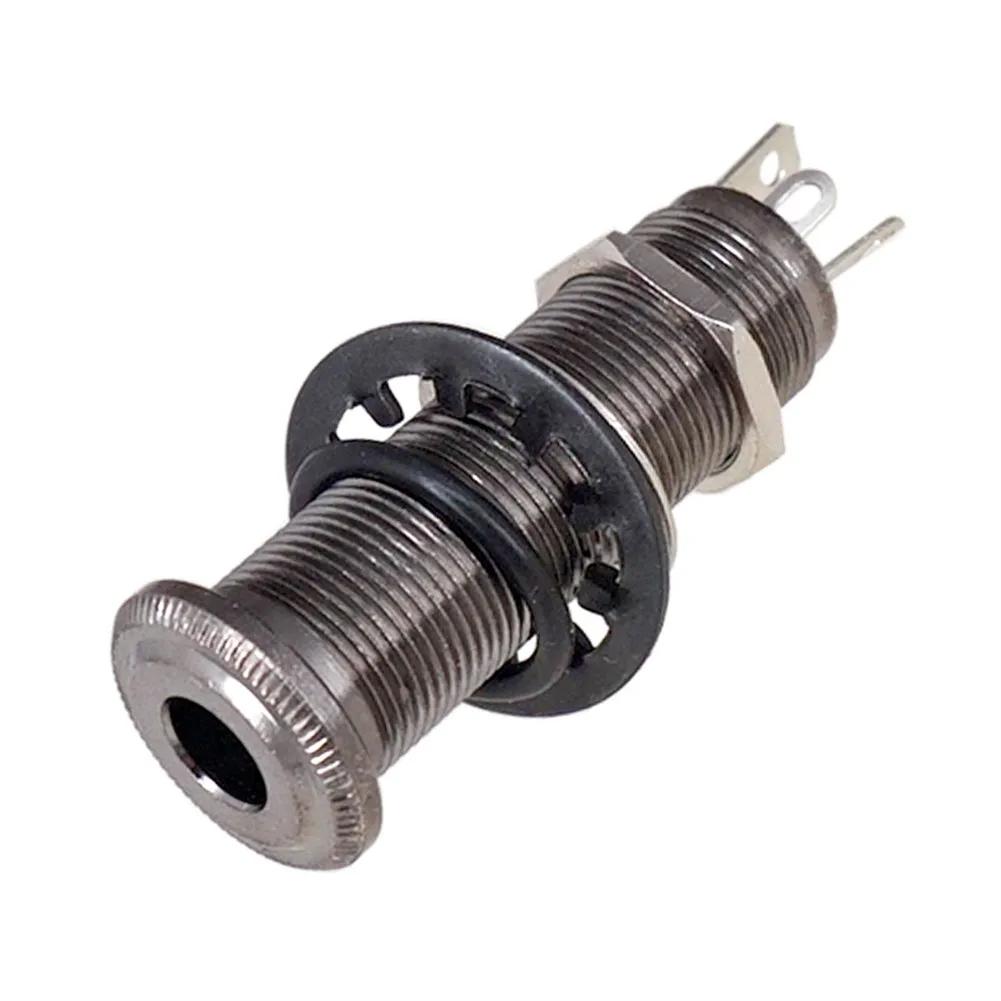Electric Guitar Bass Parts 6.35mm Stereo Output Input 1/4 Inch Jack Socket Plug Brass Straight Ribbed Tube Style Jack Anti-noisy