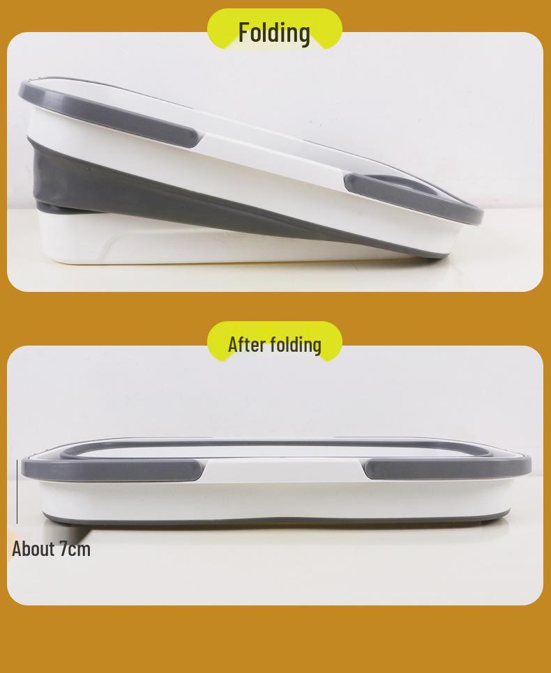 Foldable Rectangular Mop Bucket with Wheels and Handle - Portable Silicone Mopping Bucket