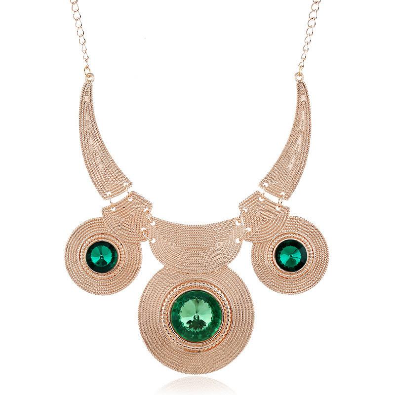 Vintage Geometric Alloy Pendant With Gemstone Embellishments For Fashionistas