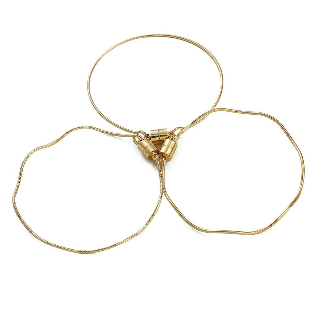 Copper Round Wire Batch Flower Magnet Bracelet (Hanging Plating)