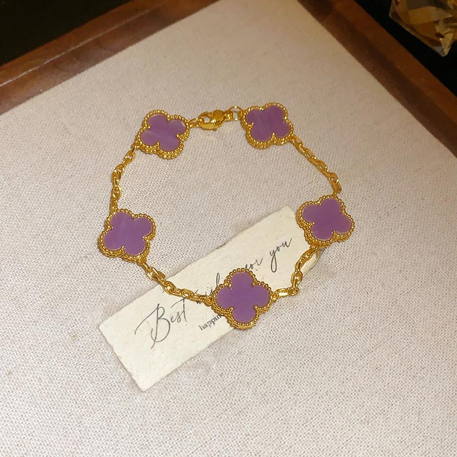 Women's Four-leaf Clover Bracelet Zircon Flower Bracelet Fashionable Exquisite Bracelet Temperament High-end Hand Jewelry