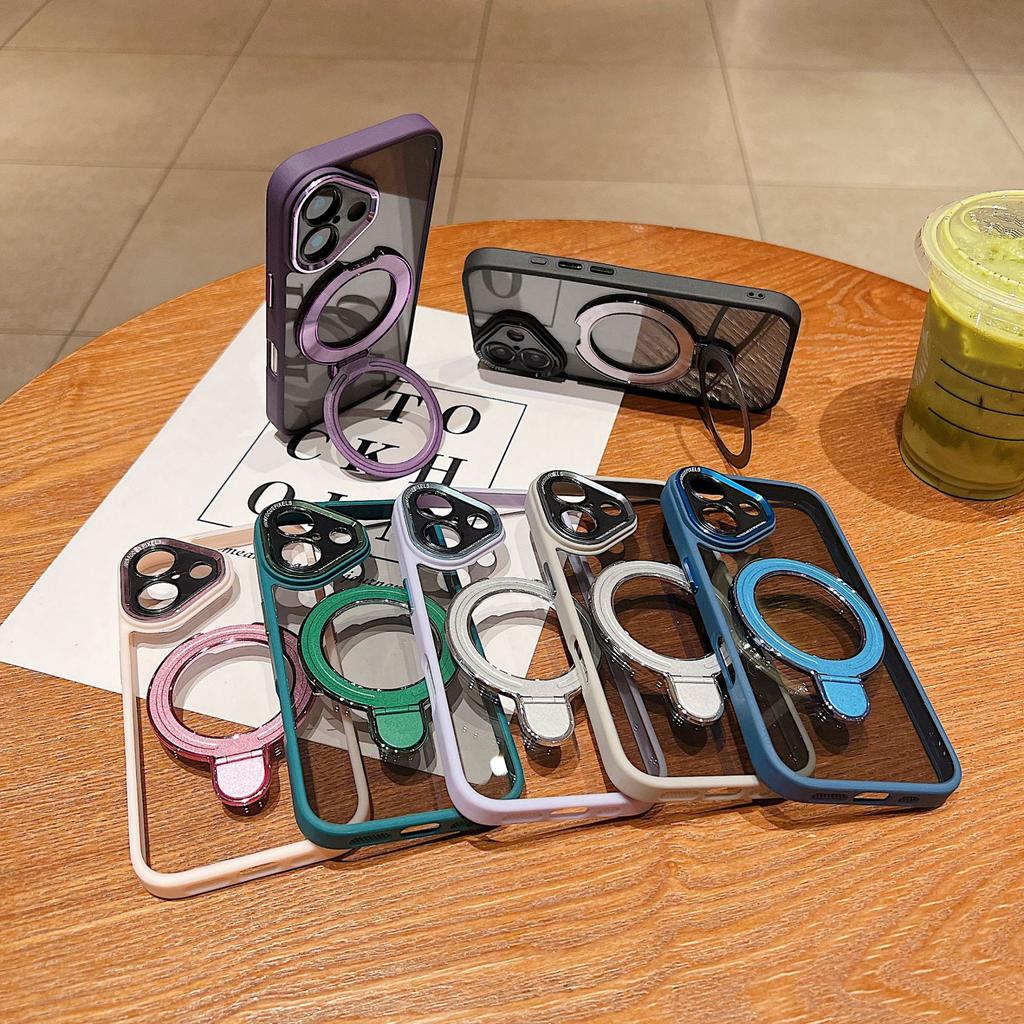 Gilt titanium gray, suitable for iPhone15 magnetic suction bracket, mobile phone case 14Pro lens glass anti-drop protective case 123